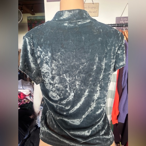 A New Day Blue Fitted Mandarin Collar Blouse - Picture 2 of 2